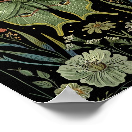 Luna Moth Gotische Waterverf Kunst Poster (Hoek)