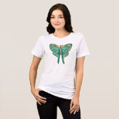 Luna Moth Illustratie - Groen en Goud Tri-Blend Shirt (Voorkant volledig)