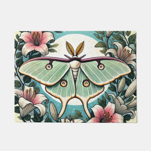 Luna Moth illustratie lelie motten Deurmat (Voorkant)