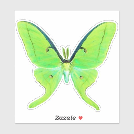 Luna Moth - Lime Green en Bleek Green Sticker (Vel)