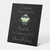 Luna Moth Maan Fasen Huwelijksgunsten Reclamebord Met Voetstuk (Voorkant)