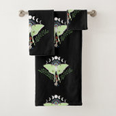Luna Moth Maan Phases Zwart Bad Handdoek (Insitu)