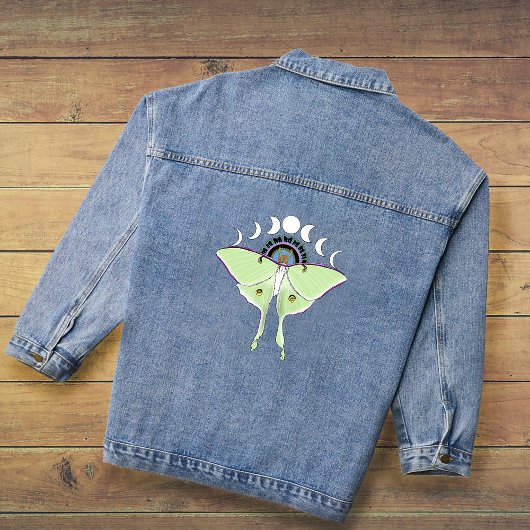Luna Moth Maan Phases Zwart Denim Jacket
