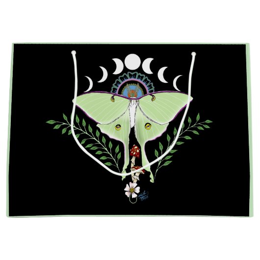 Luna Moth Maan Phases Zwart Groot Cadeauzakje (Voorkant)