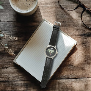 Luna Moth Maan Phases Zwart Horloge