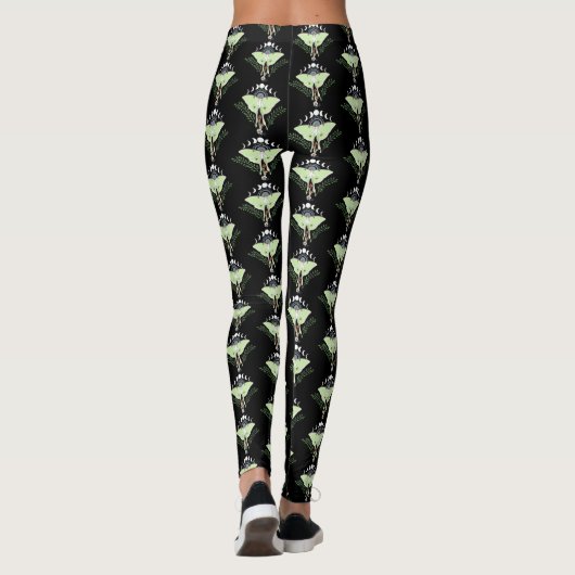 Luna Moth Maan Phases Zwart Leggings (Achterkant)