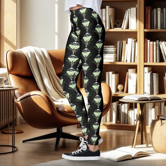 Luna Moth Maan Phases Zwart Leggings