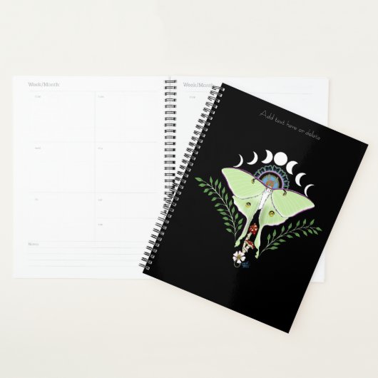 Luna Moth Maan Phases Zwart Planner (Display)