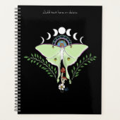 Luna Moth Maan Phases Zwart Planner (Voorkant)