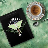 Luna Moth Maan Phases Zwart Planner
