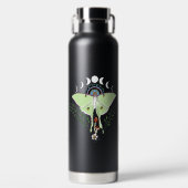 Luna Moth Maan Phases Zwart Waterfles (Voorkant)