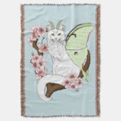 Luna Moth Maan Witte Kat Groen Deken (Voorkant Verticaal)