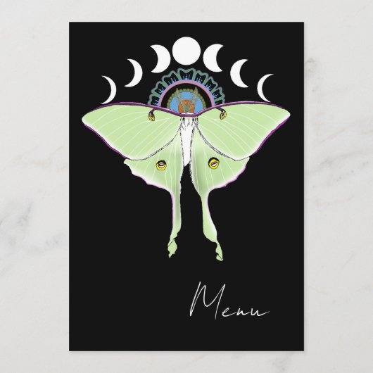 Luna Moth maanfasen Menu (Achterkant)
