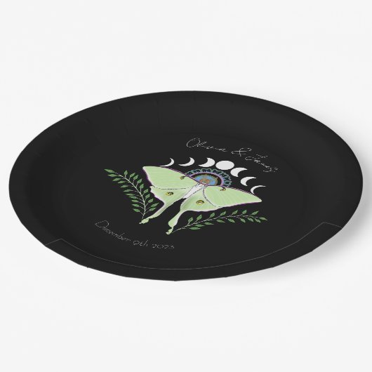 Luna Moth maanfasen Papieren Bordje (Gekanteld)