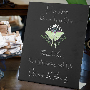 Luna Moth maanfasen Reclamebord Met Voetstuk