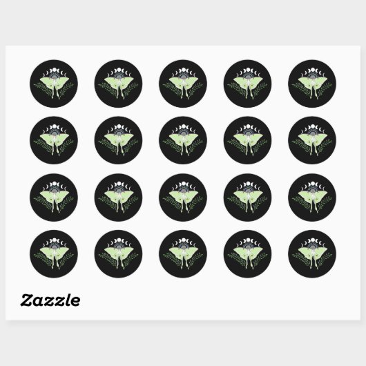 Luna Moth maanfasen Ronde Sticker (Vel)