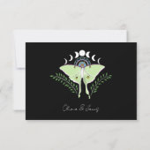 Luna Moth maanfasen RSVP Kaartje (Achterkant)