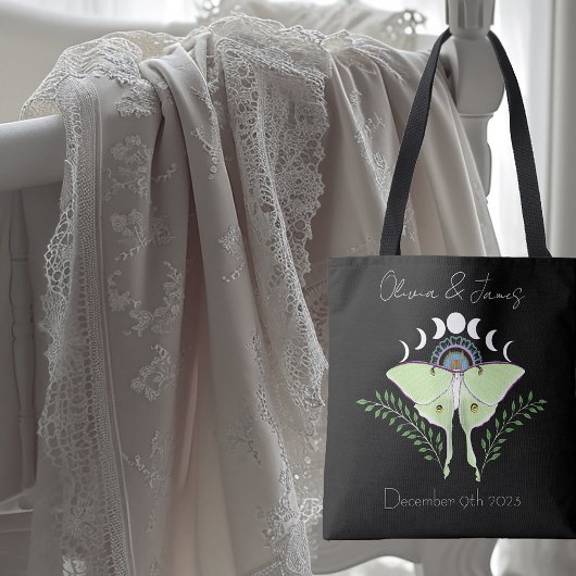 Luna Moth maanfasen Tote Bag