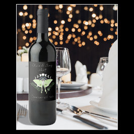 Luna Moth maanfasen Wijn Etiket