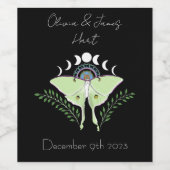 Luna Moth maanfasen Wijn Etiket (Enkel label)