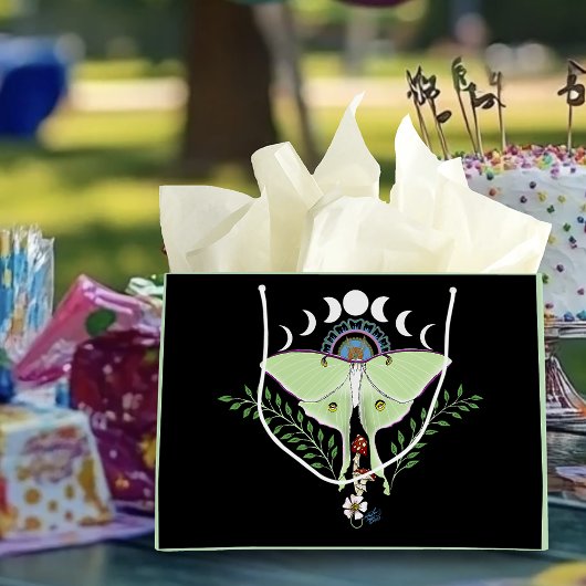 Luna Moth Maanfasen Zwart Groot Cadeauzakje