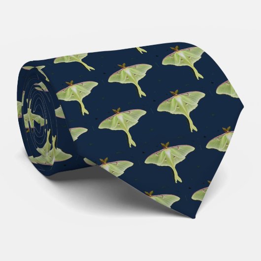 Luna Moth met Navy Background - necktie Stropdas (Opgerold)