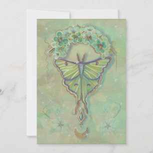 Luna moth moon ontwerp van Renee Lavoie Feestdagenkaart