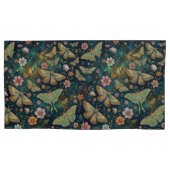 Luna Moth & Moon Phases, Starry Night Flowers Kussensloop (Voorkant-Links)