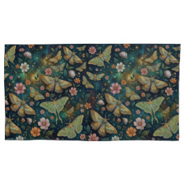 Luna Moth & Moon Phases, Starry Night Flowers Kussensloop