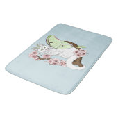 Luna Moth Moon Witte Kat Groen Badmat (Gekanteld)