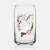 Luna Moth Moon Witte Kat Groen Blikvorm Glas (Achterkant)