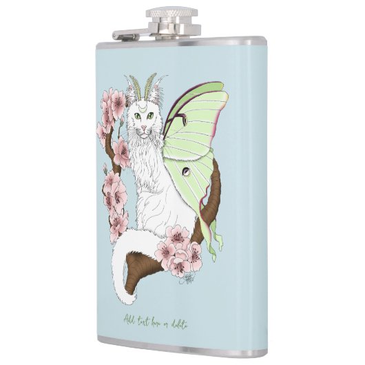 Luna Moth Moon Witte Kat Groen Heupfles (Links)