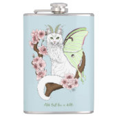 Luna Moth Moon Witte Kat Groen Heupfles (Voorkant)