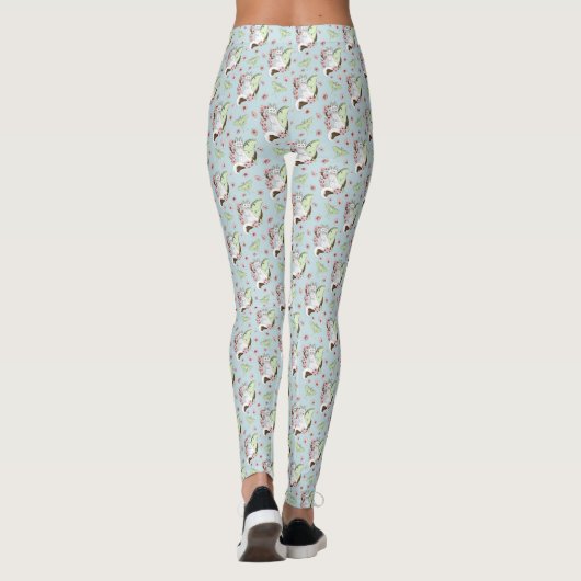 Luna Moth Moon Witte Kat Groen Leggings (Achterkant)