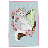 Luna Moth Moon Witte Kat Groen Medium Cadeauzakje (Voorkant)