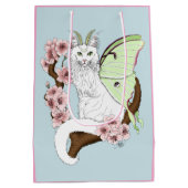 Luna Moth Moon Witte Kat Groen Medium Cadeauzakje (Achterkant)