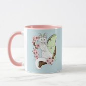 Luna Moth Moon Witte Kat Groen Mok (Links)