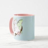 Luna Moth Moon Witte Kat Groen Mok (Voorkant links)
