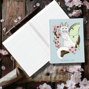 Luna Moth Moon Witte Kat Groen Notitieboek