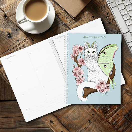 Luna Moth Moon Witte Kat Groen Planner