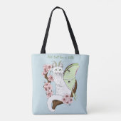 Luna Moth Moon Witte Kat Groen Tote Bag (Achterkant)
