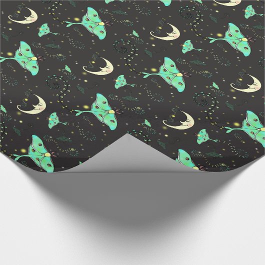 Luna Moth Moth Moth Moth moon nacht sky wrapping p Cadeaupapier (Hoek)