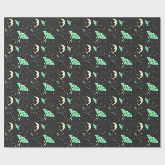 Luna Moth Moth Moth Moth moon nacht sky wrapping p Cadeaupapier (Vlak)
