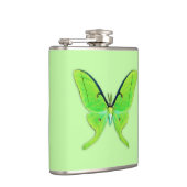 Luna moth op een bleke groene achtergrond heupfles (Rechts)