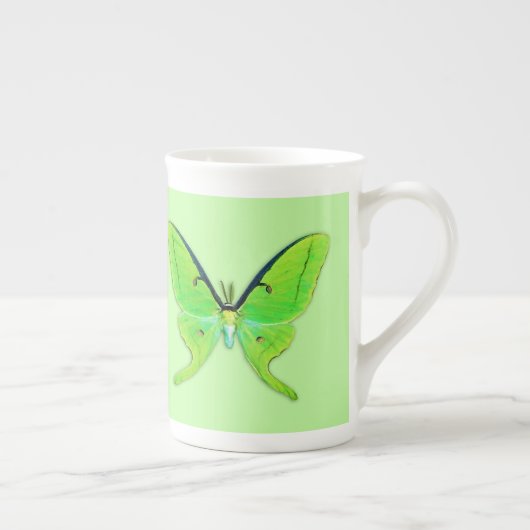Luna moth op een bleke groene achtergrond porselein kop (Rechts)