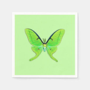 Luna moth op een bleke groene achtergrond servet