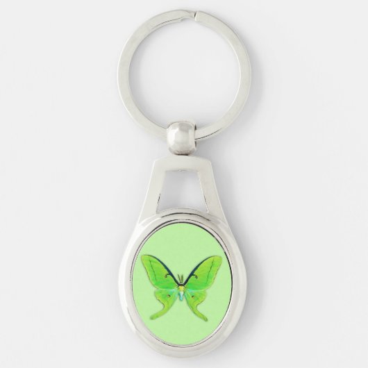 Luna moth op een bleke groene achtergrond sleutelhanger (Voorkant)