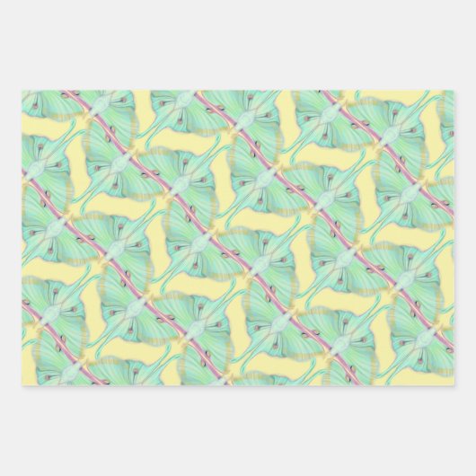 Luna Moth op geel Inpakpapier Vel (Voorkant)