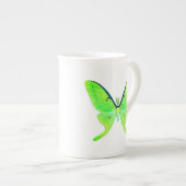 Luna Moth Pastel Lime Green Bone China Mok (Voorkant rechts)