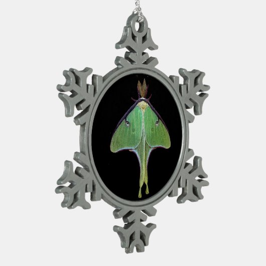 Luna Moth Tin Sneeuwvlok Ornament (Links)